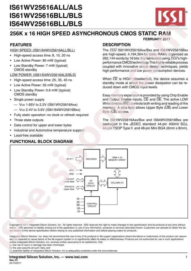 IS61WV25616BLL-10KLI