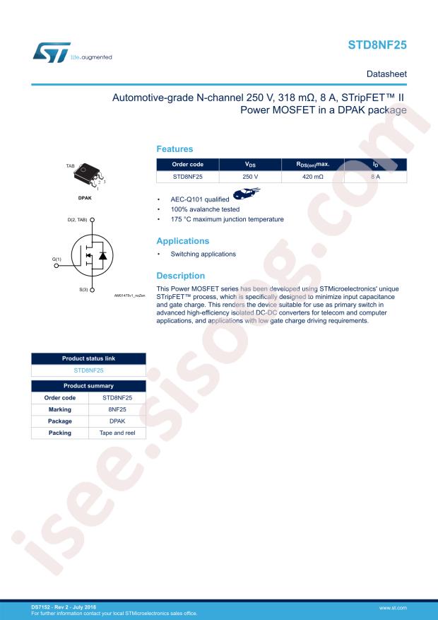 STD8NF25