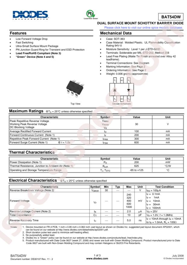 BAT54DW-7-F