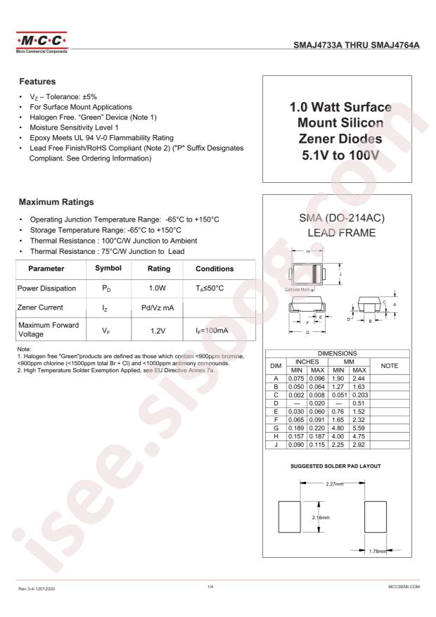 MCC SMAJ4759A-TP