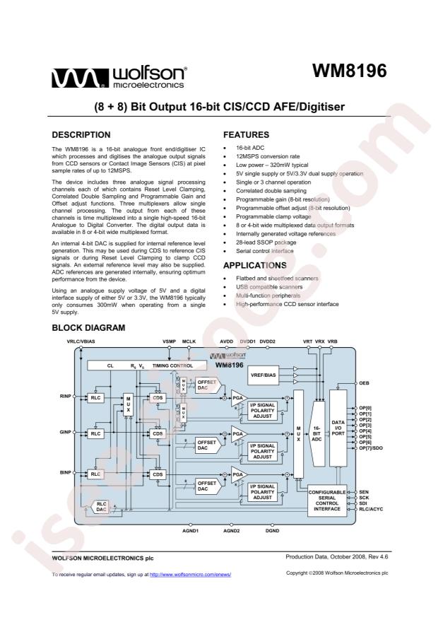 WM8196SCDS/V