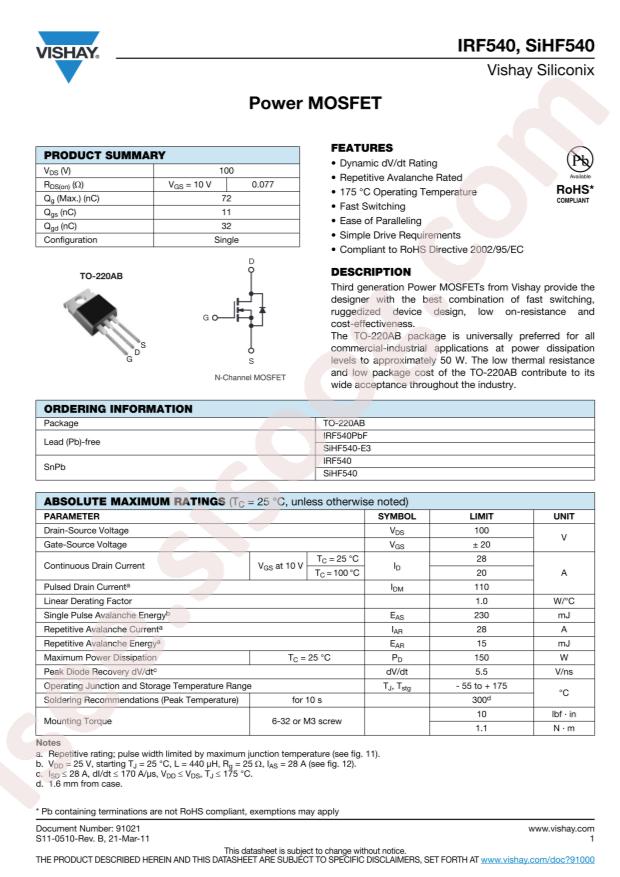 IRF540PBF