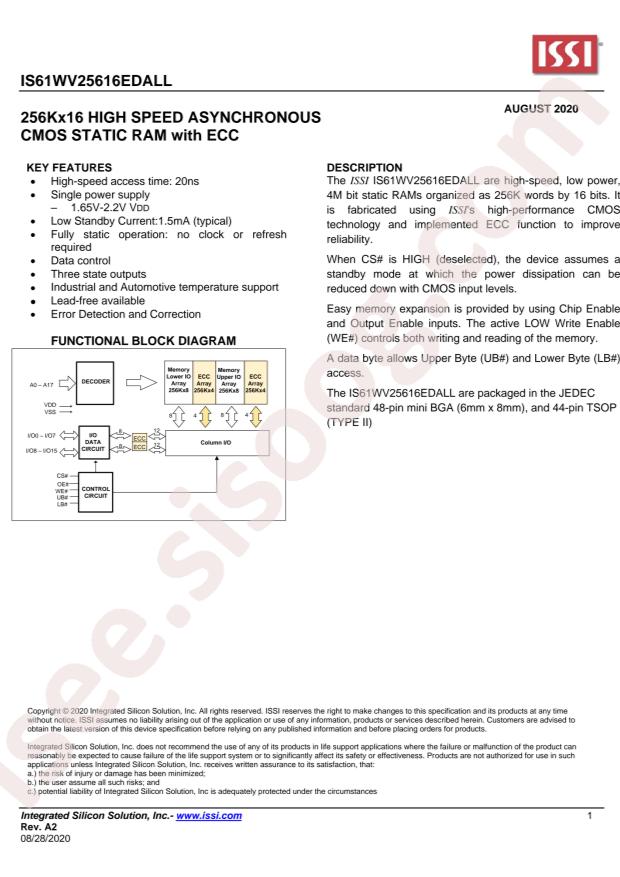 IS61WV25616EDALL-20BLI-TR