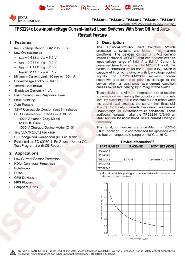 TI TPS22943DCKR