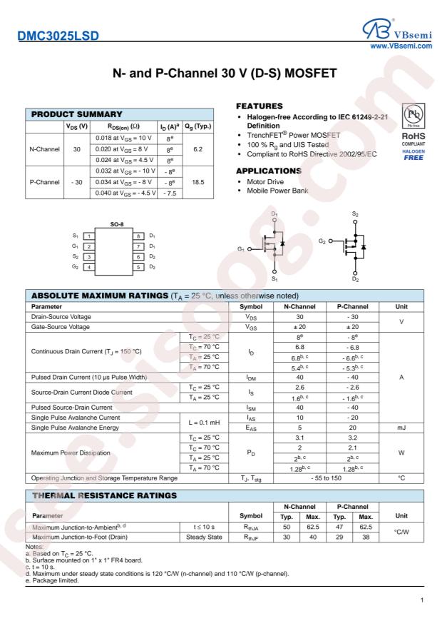 DMC3025LSD-VB