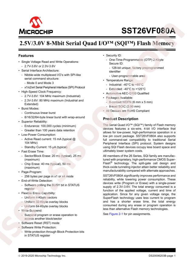 SST26VF080AT-104I/SN