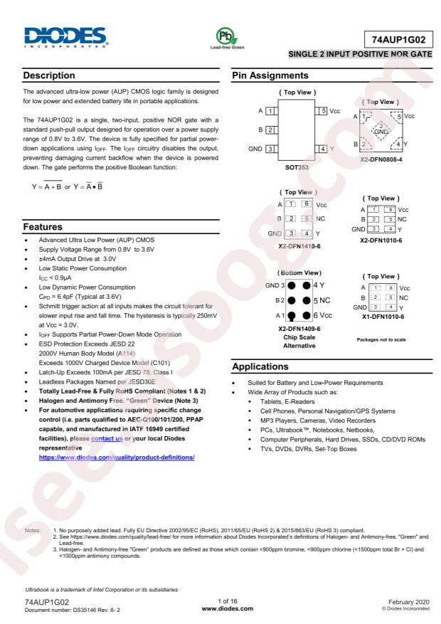 74AUP1G02FX4-7