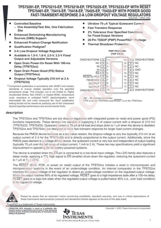 TPS75233QPWPREP