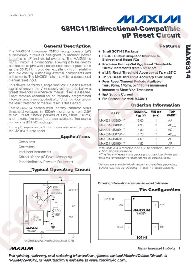 MAX6314US29D3+T
