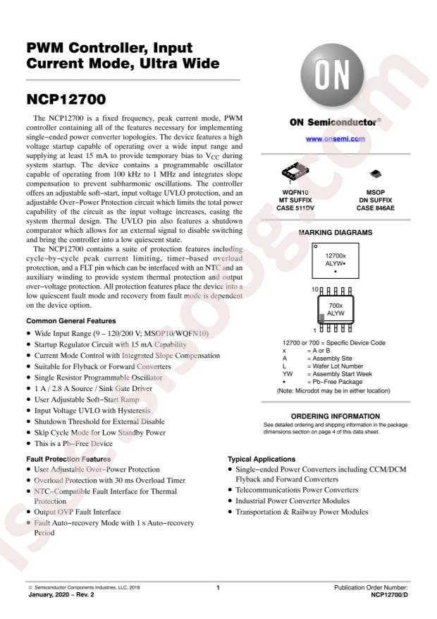 NCP12700BDNR2G