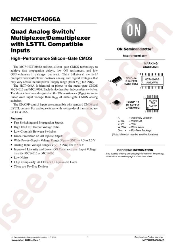 MC74HCT4066ADR2G