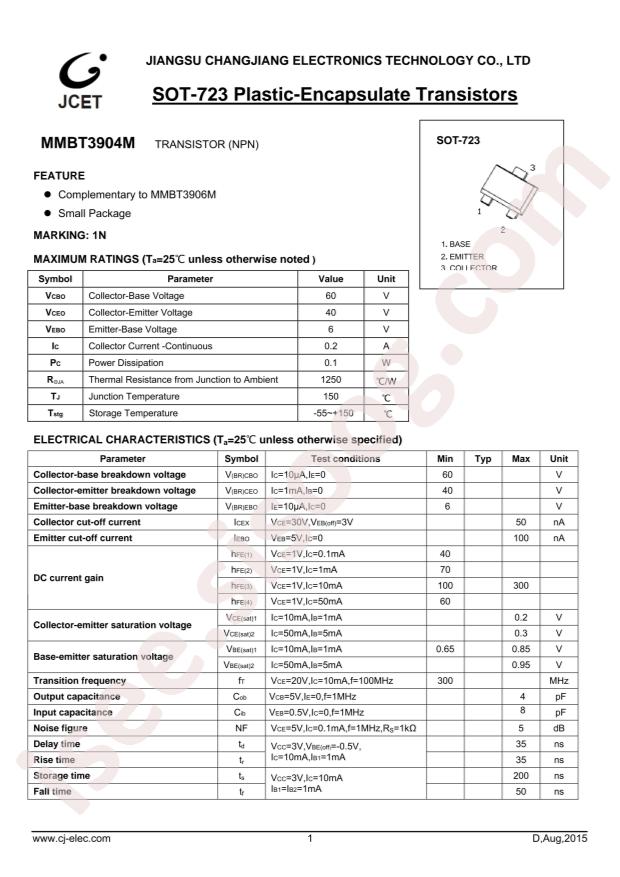 MMBT3904M 1N