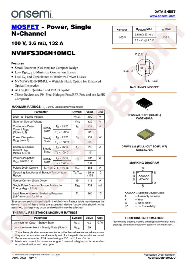 NVMFS3D6N10MCLT1G