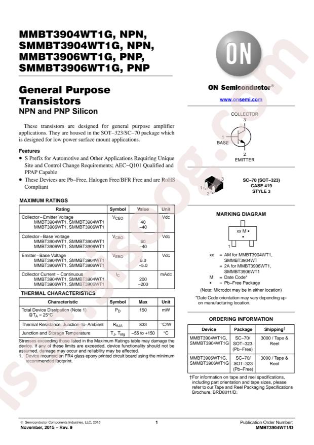 MMBT3906WT1G