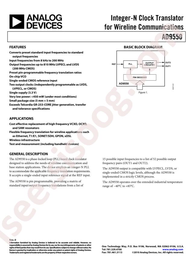 AD9550BCPZ-REEL7