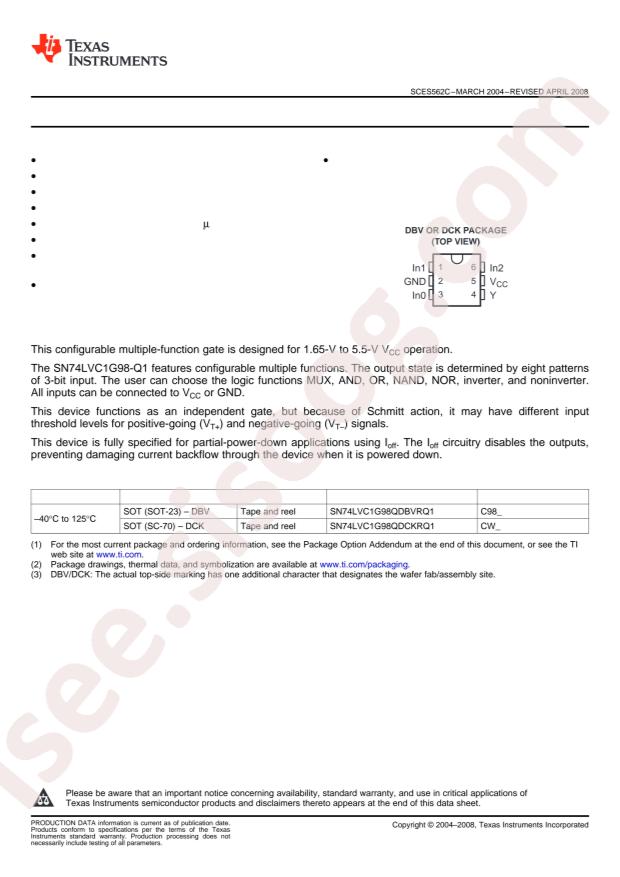 SN74LVC1G98QDCKRQ1