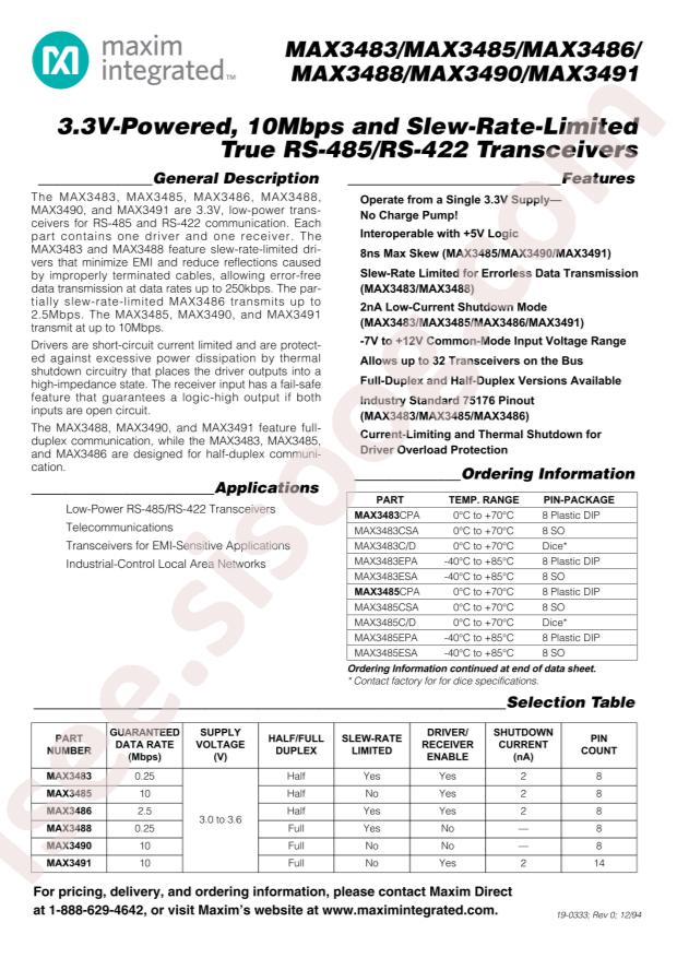 MAX3491ESD+T