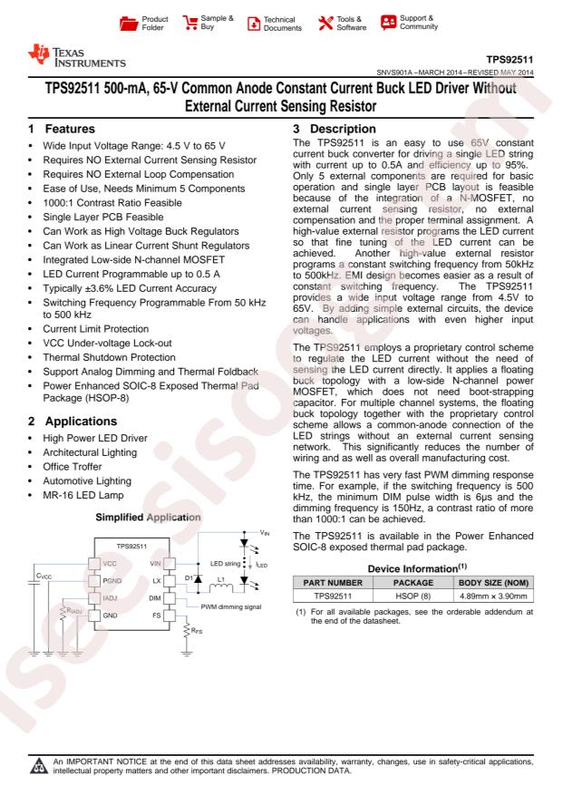 TPS92511DDAR