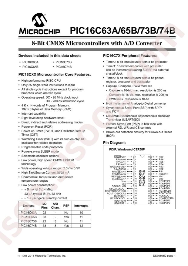 PIC16C65B-20I/P