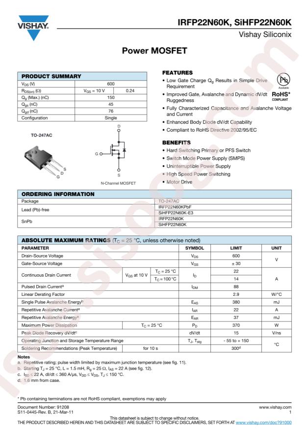IRFP22N60KPBF