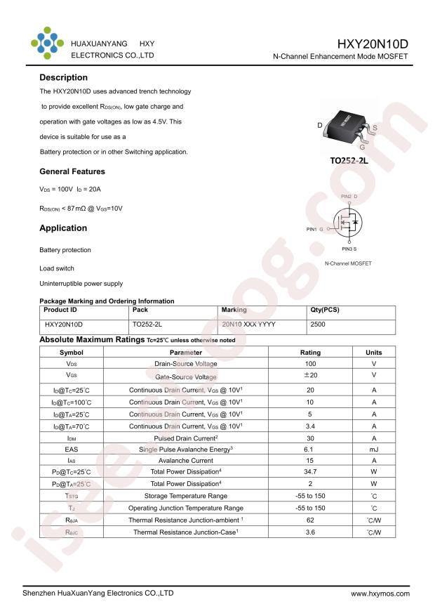 HXY20N10D