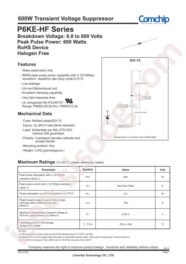 P6KE550A-HF