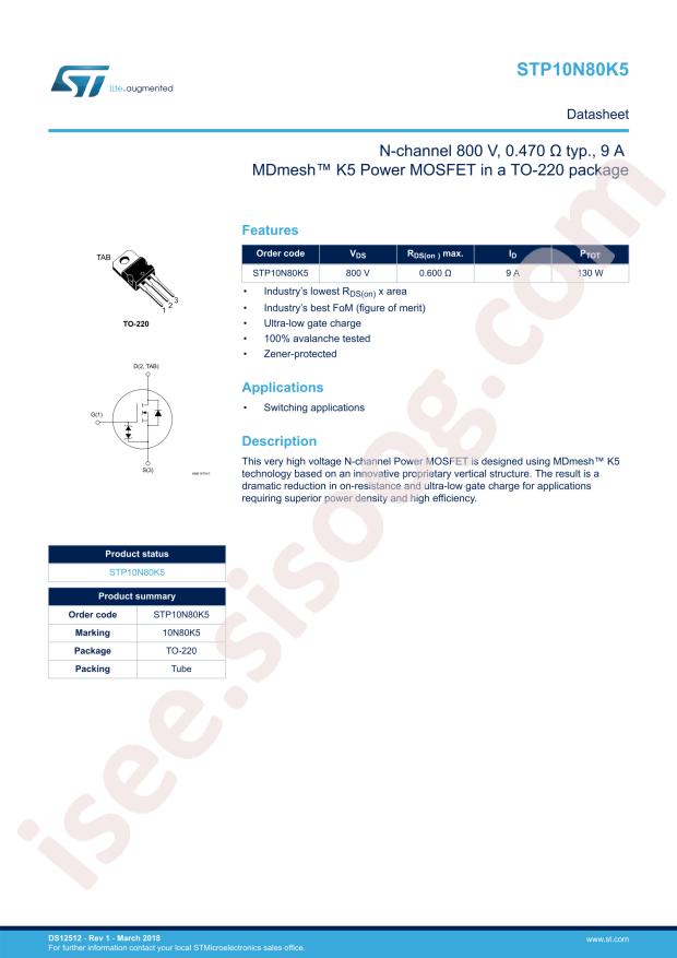 STP10N80K5
