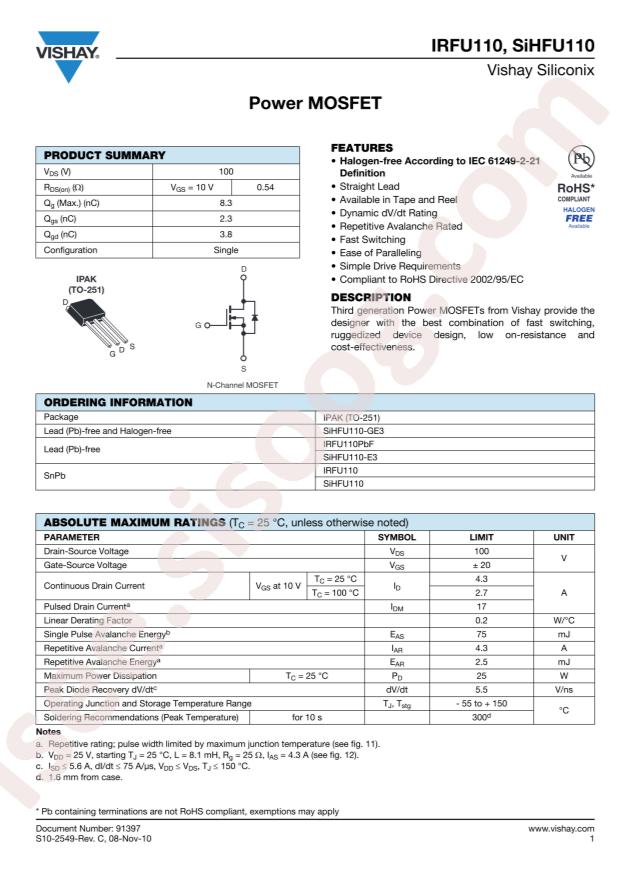 IRFU110PBF