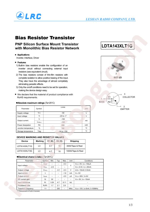 LDTA143XLT1G