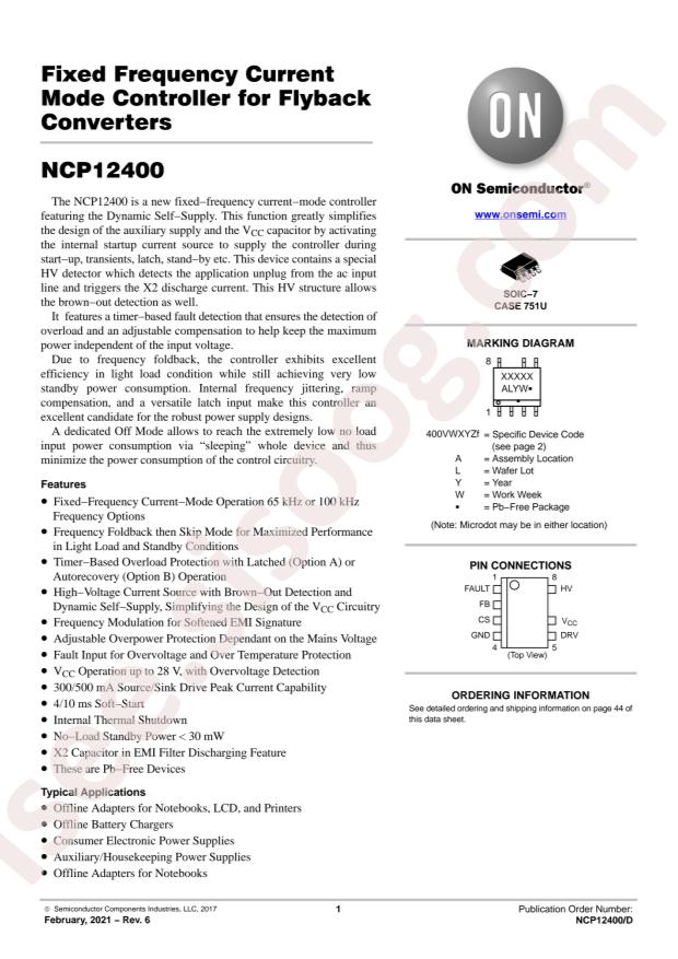 NCP12400BBBBA0DR2G