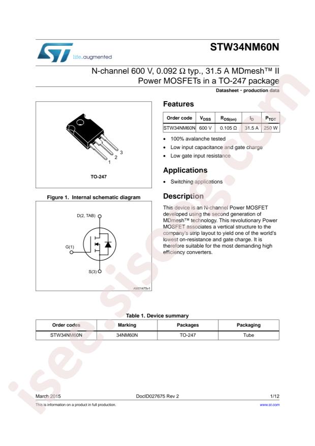 STW34NM60N