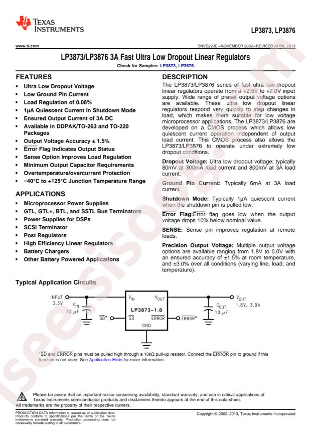 LP3873ES-3.3/NOPB