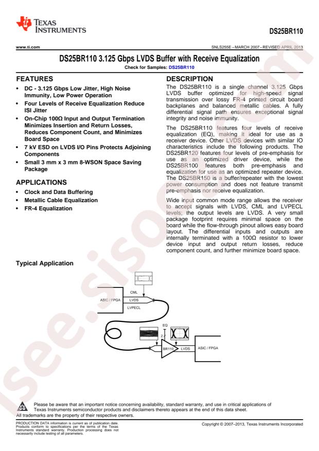 DS25BR110TSD/NOPB