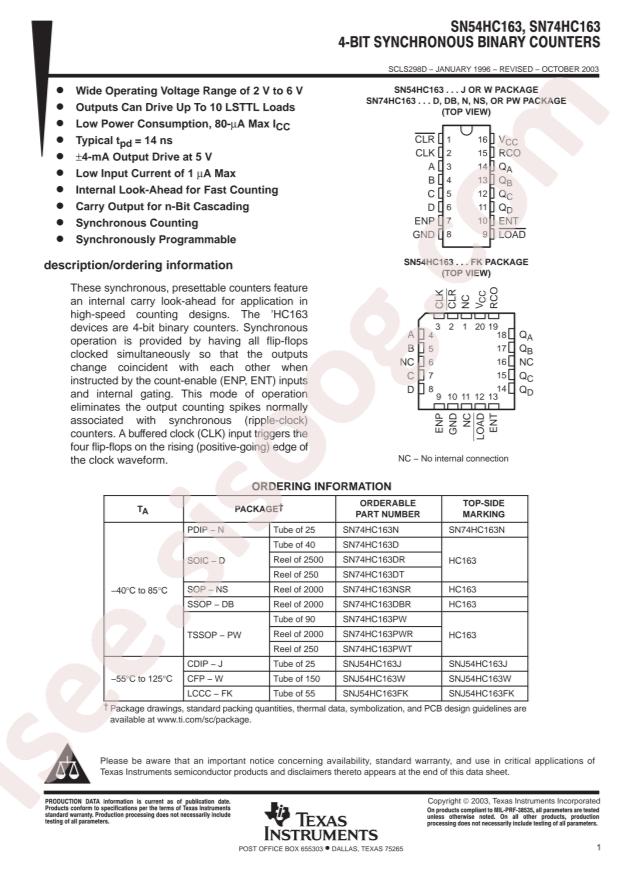 SN74HC163N