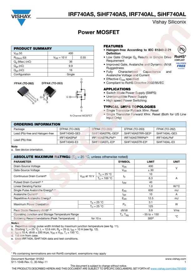 IRF740ASTRLPBF