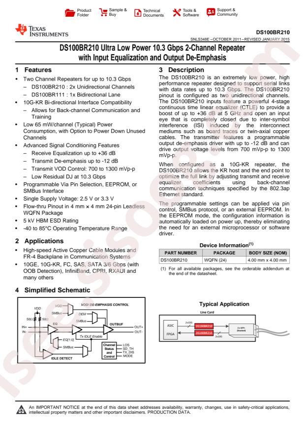 DS100BR210SQE/NOPB