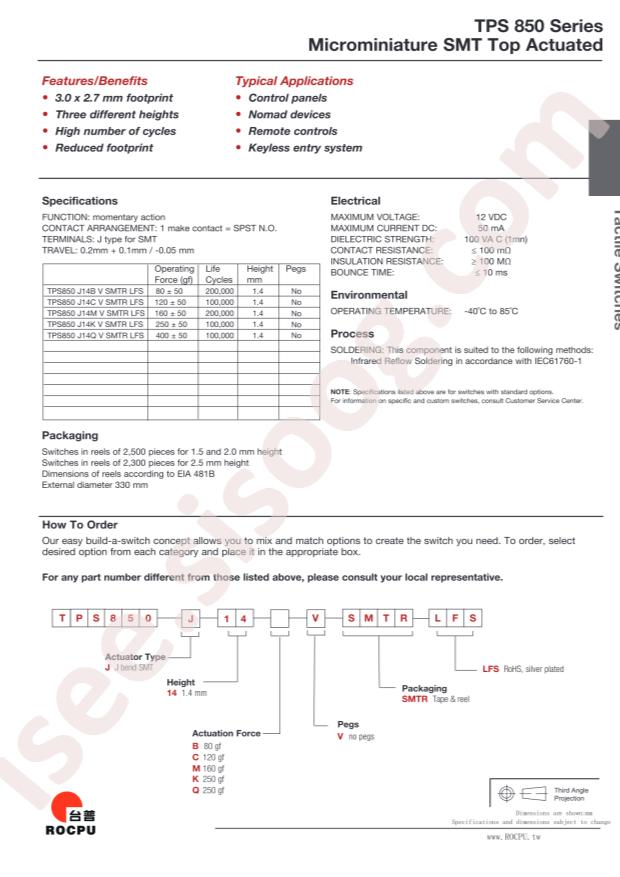 TPS850 J14C V SMTR LFS