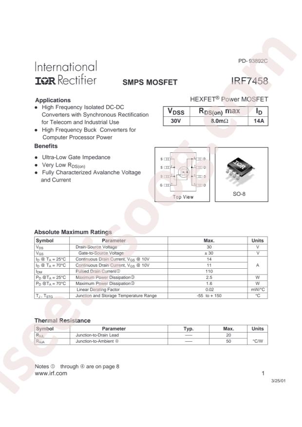 IRF7458TRPBF