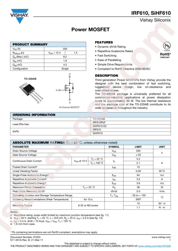 IRF610PBF
