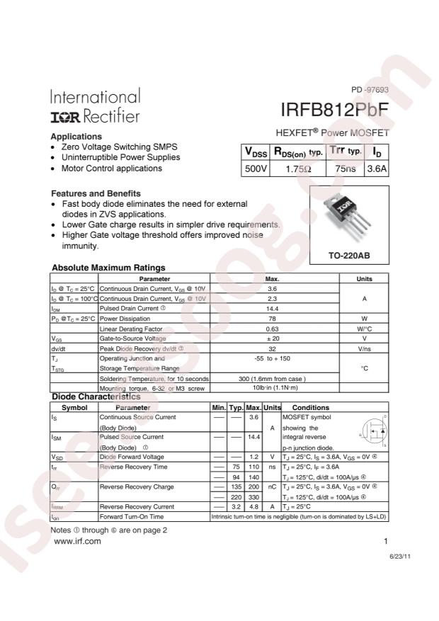 IRFB812PBF