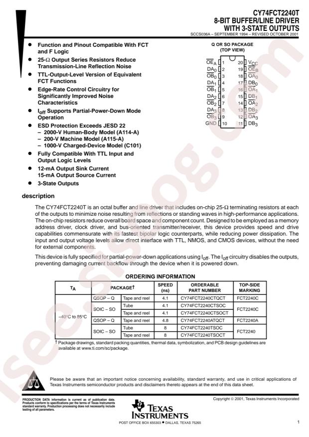 CY74FCT2240CTQCT