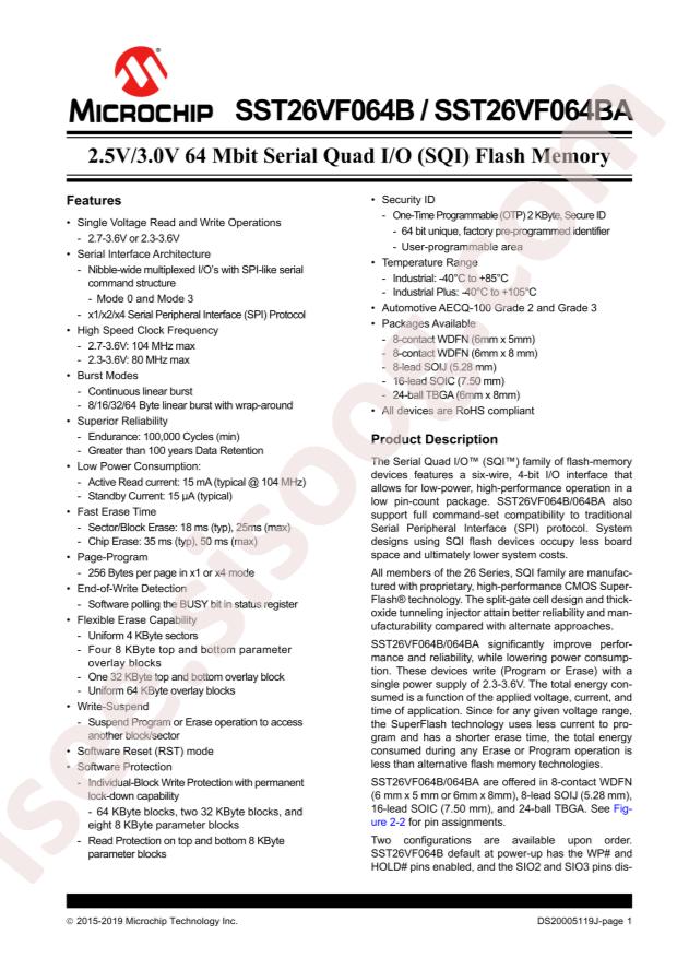 SST26VF064BT-104I/SM