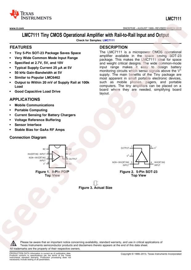 LMC7111BIM5X/NOPB