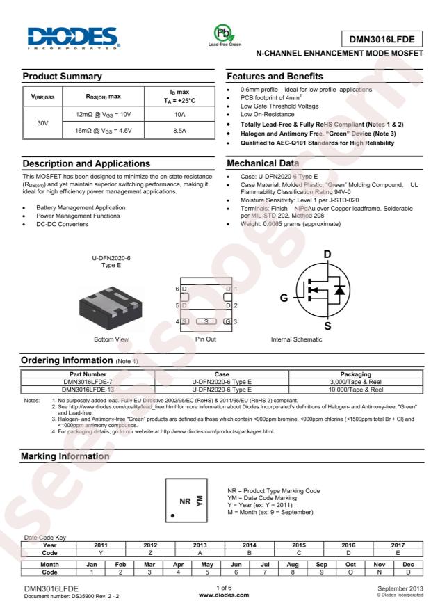 DMN3016LFDE-7