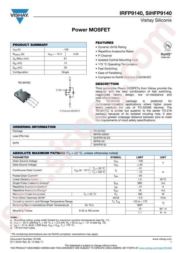 IRFP9140PBF