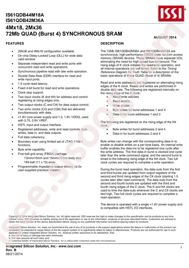 IS61QDB42M36A-300M3L