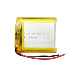 باتری لیتیوم پلیمر 3.7v ظرفیت 1200mAh کد 803440