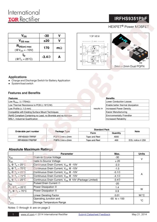 IRFHS9351TRPBF