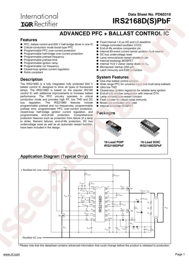 IRS2168DSTRPBF