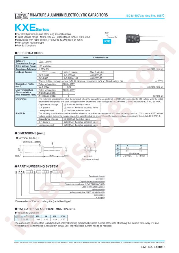 EKXE161ELL270MJ16S